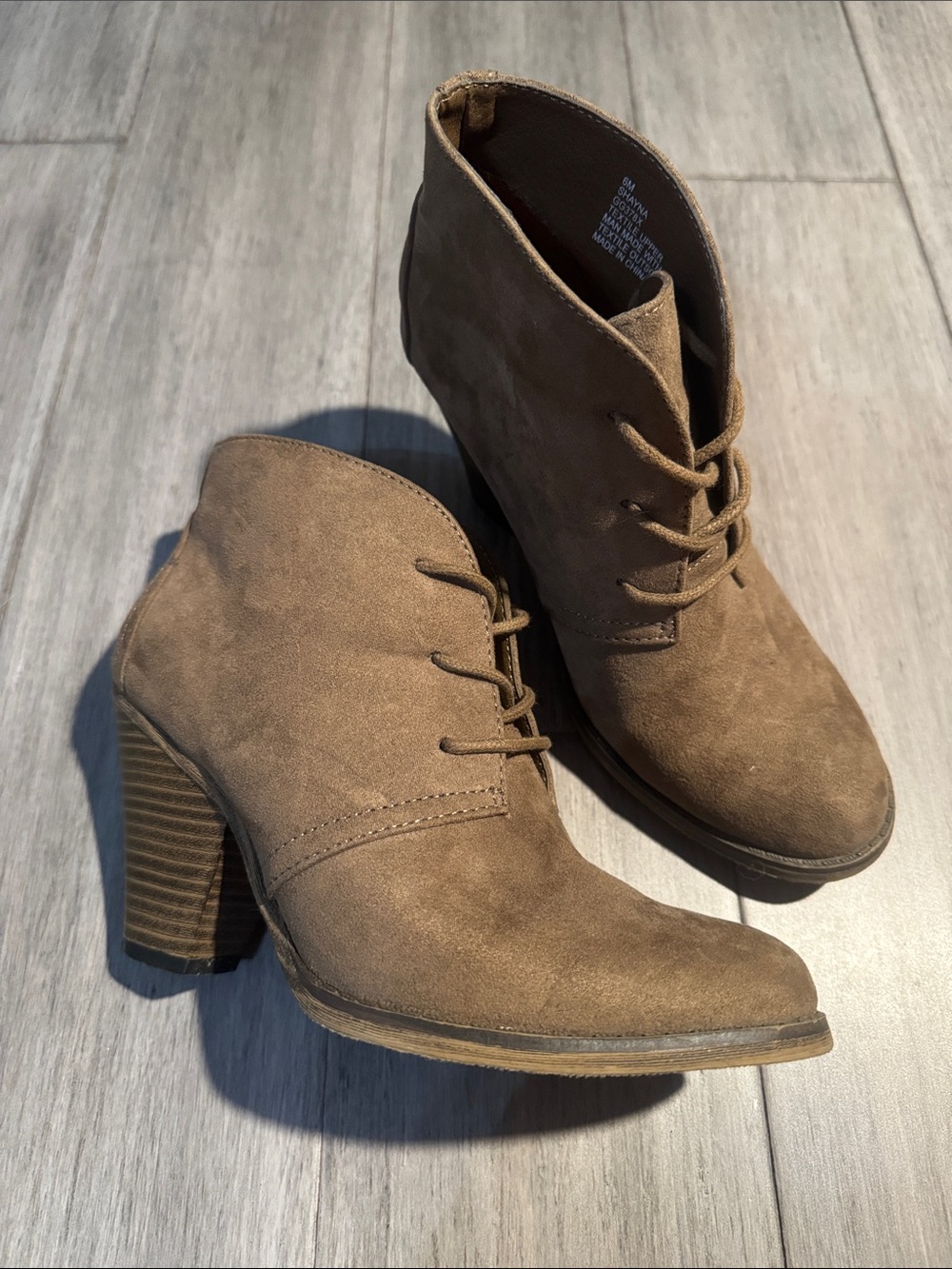 MIA Women's Brown Suede Lace-Up Ankle Booties - Size 6